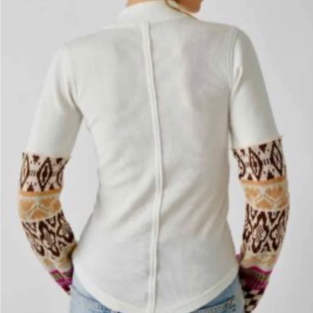 Free People Gorgeous Cuff Top in Ivory Combo Size XS - Picture 3 of 12